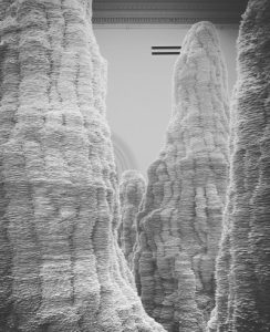 Artificial canyons created with index cards from a display at the Renwick Museum, DC